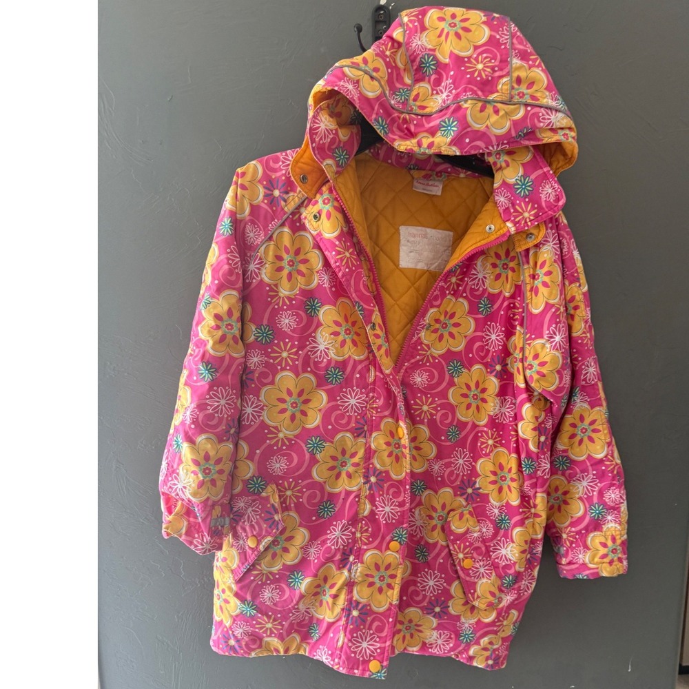 Hanna Andersson Pink Floral Insulated Winter Parka Jacket Kids Sm 6/7 120